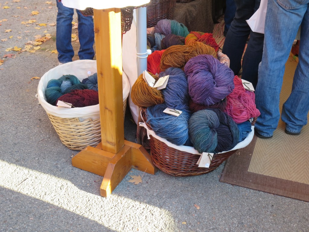 the briar rose fibers booth - i didn't have a chance to stop in, but i love those massive hanks of yarn and so did everyone else who was snapping them up!