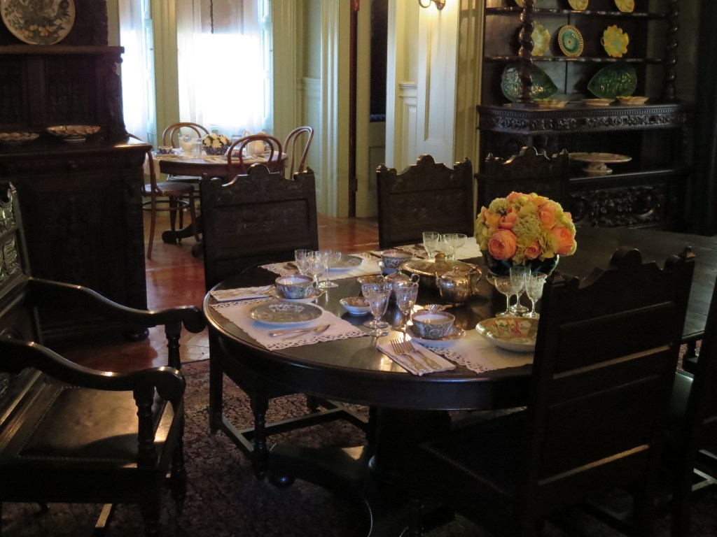 I'm a moth to a flame for beautifully set tables.  As the placard indicated, FDR's chair was always askew relative to the table to ease his transition to/from his wheelchair.